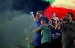 Le président brésilien Jair Bolsonaro et son épouse Michelle penant une "Marche pour Jésus Christ" à Rio de Janeiro, le 13 août 2022