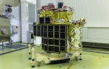 Sur cette photo de l'agence spatiale japonaise Jaxa, le module japonais SLIM est exposé au centre spatial de Tanegashima (Japon)
