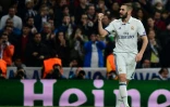 La joie de Karim Benzema, double buteur pour le Real Madrid face à Dortmund, le 7 décembre à Santiago Bernabeu