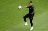 Paolo Guerrero lors d'un entraînement avec la sélection du Pérou, le 15 juin 2018 à Saransk