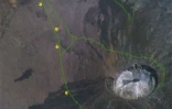 Carte du sentier d'accès au belvédère d'observation de l'éruption