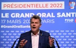 Fabien Roussel, lors du Grand Oral des candidats à la présidentielle sur la santé et l’autonomie organisée par la Fédération Hospitalière de France (FHF), à Paris le 17 mars 2022