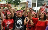 Des soutiens de l'ex-président Lula manifestent à Sao Paulo, le 7 avril 2019