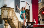 La cantatrice italienne Francesca Sortensi répète avant un spectacle à l'église Saint-Guillaume de Strasbourg, le 28 mai 2023