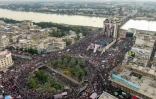 vue aérienne d'un rassemblement contre le gouvernement irakien, place Tahrir, à Bagdad, le 2 novembre 2019en