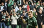 L'attaquant de Saint-Etienne Robert Beric exulte après un bvut contre Toulouse, le 28 avril 2019 à Geoffroy Guichard