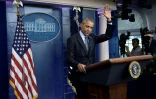 Barack Obama à la fin de sa dernière conférence de presse le 18 janvier 2017 à Washington