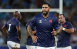 Romain Taofifenua le 14 septembre 2023 lors de la laborieuse victoire de la France contre l'Uruguay 27-12. Le deuxième ligne a pris un carton jaune à la 27e minute pour plaquage haut