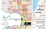 Carte de Jérusalem-Est localisant les colonies juives, les communautés palestiniennes et le premier poste de contrôle à Jabel Mukaber 