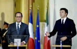 Le président français François Hollande et le Premier ministre italien Matteo Renzi lors d'une conférence de presse le 17 septembre 2015 à Modène