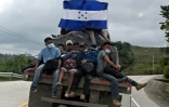 Des migrants honduriens en route vers les Etats-Unis, près de El Florido, Etat de Copan, près de la frontière avec le Guatemala, le 15 janvier 2021