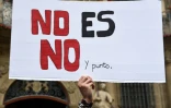 Pancarte "Non, c'est non. Point." dans une manifestation féministe à Pampelune, le 10 mai 2018