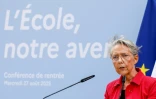 La ministre de l'Education, Elisabeth Borne, s'exprime lors d'une conférence de presse au ministère à Paris, le 27 août 2025