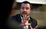 Le chef de file de la Ligue du Nord italienne, Matteo Salvini, lors d'un meeting à Milan, le 22 janvier 2018 