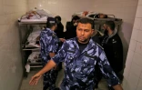 La morgue d'un hôpital où ont été entreposés les corps de cinq des six Palestiniens tués lors d'échanges de tirs à Gaza, qui ont également coûté la vie à un soldat israélien, le 11 novembre 2018 à Khan Younis