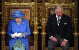 La reine Elizabeth II (g) et son fils le prince Charles, le 21 juin 2017 au parlement britannique à Londres