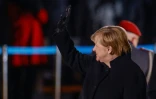 Adieux de la chancelière allemande Angela Merkel aux forces armées lors d'une cérémonie aux flambeaux à Berlin, le 2 décembre 2021