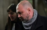 Nicolas R., un des policiers accusés de viol au 36 quai des Orfèvres, le 14 janvier 2019 lors de son arrivée au Palais de justice de Paris