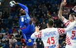 Dika Mem, un des principaux artisans de la victoire de l'équipe de France contre la Croatie à l'Euro à Szeged, le 13 janvier 2022 