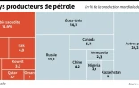 La part de production de pétrole brut par pays en 2017, en pourcentage