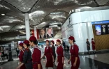 Des hôtesses de l'air dans le nouvel aéroport "Istanbul" lors de son inauguration, le 29 octobre 2018.