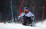 Frédéric François lors du slalom assis, à Jeongseon, le 17 mars 2018