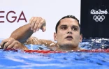 Florent Manaudou à l'issue de sa demi-finale du 50 m nage libre, le 11 août 2016 aux JO de Rio