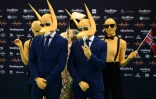 Le groupe norvégien Subwoolfer arrive à la cérémonie d'ouverture de l'Eurovision à Turin, le 8 mai 2022