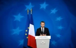 Emmanuel Macron tient une conférence de presse lors d'un sommet européen à Bruxelles, le 20 octobre 2017