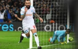 Konstantinos Mitroglou signe l'égalisation pour l'OM face à Lyon, dans le choc de Ligue 1 disputé au Vélodrome, le 18 mars 2018