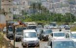 Un embouteillage à la sortie de Tyr après un ordre d'évacuation lancé par Israël, le 9 juin 2026 dans le sud du Liban