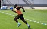 L'attaquant de la Belgique, Romelu Lukaku au cours d'une séance d'entrainement à Dedovsk, près de Moscou, le 21 juin 2018 lors du Mondial