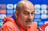 Le sélectionneur de l'équipe de Russie Stanislav Cherchesov en conférence de presse à la veille du match d'ouverture du Mondial contre l'Arabie Saoudite, le 13 juin 2018 à Moscou