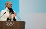 La présidente du CIO Kirsty Coventry lors d'un discours à Milan, Italie, le 3 février 2026