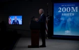 Le président américain Joe Biden annonce l'injection de 200 millions de doses de vaccins anti-Covid aux Etats-Unis, le 21 avril 2021 à Washington