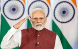Photo diffusée par le Bureau d'information (PIB) montrant le Premier ministre indien Narendra Modi s'adressant à la nation après un cessez-le-feu avec le Pakistan, via une vidéoconférence à New Delhi, le 12 mai 2025
