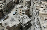 Les immeubles détruits dans la ville de Douma reprise aux rebelles par le régime et où une attaque présumée chimique a eu lieu, le 17 avril 2018 dans la Ghouta orientale, en Syrie