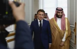 Le président français Emmanuel Macron et le prince héritier saoudien Mohammed ben Salmane à l'Elysée pour un dîner de travail, le 28 juillet 2022 à Paris
