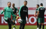 Cristiano Ronaldo et ses coéquipiers s'entraînent à Kratovo, en banlieue de Moscou, le 12 juin 2018