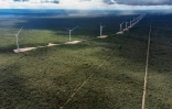Vue aérienne du complexe éolien de Canudos, dans l'Etat de Bahia, le 5 mai 2023 au Brésil
