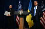 Volodymyr Zelensky et Donald Trump lors de leur conférence de presse commune à Palm Beach en Floride le 28 décembre 2025