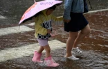Une forte pluie s'abat sur à Pékin le 30 juillet 2023