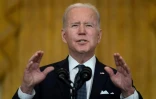 Le président américain Joe Biden prononce un discours sur l'Ukraine et la Russie à la Maison Blanche le 15 février 2022