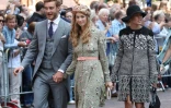 (Gà D) Pierre Casiraghi, son épouse Beatrice et sa soeur Charlotte Casiraghi, le 8 juillet 2017 à Hanovre en Allemagne