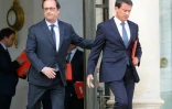 Le président François Hollande et le Premier ministre Manuel Valls à l'issue du conseil de défense le 11 août 2016 à l'Elysée à Paris