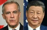 Le Premier ministre canadien Mark Carney (g), lors d'une conférence de presse en marge du 47e sommet de l'Association des nations de l'Asie du Sud-Est (Asean) à Kuala Lumpur le 27 octobre 2025, et le président chinois Xi Jinping (d) à la base aérienne de Gimhae, à Busan en Corée du Sud, le 30 octobre 2025