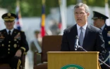 Jens Stoltenberg,secrétaire général de l'Otan, à Mons en Belgique le 4 mai 2016