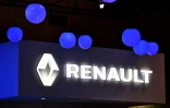 Le logo de Renault au salon de Tokyo le 28 octobre 2015