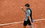 L'Autrichien Dominic Thiem vainqueur du Belge David Goffin en quarts de finale de Roland-Garros, le 2 juin 2016 
