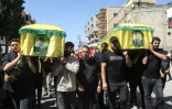 Les funérailles de victimes d'une frappe aérienne israélienne ayant visé le village de Kfar Remmane la veille, dans le sud du Liban, le 8 septembre 2026